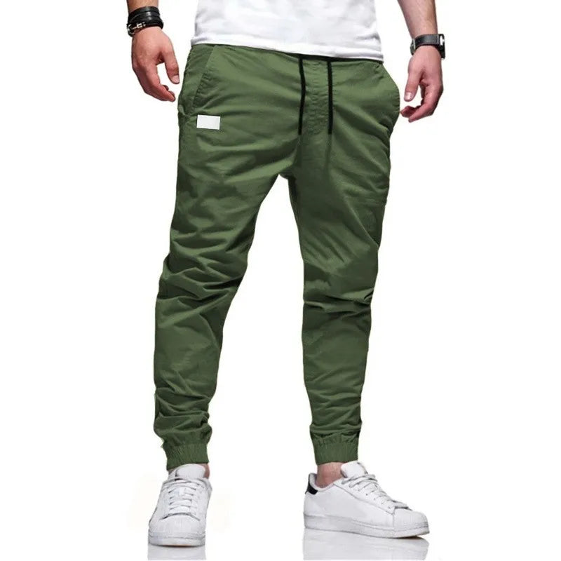 Mens Casual Jogger Pants Herringbone Cargo Style With Pockets