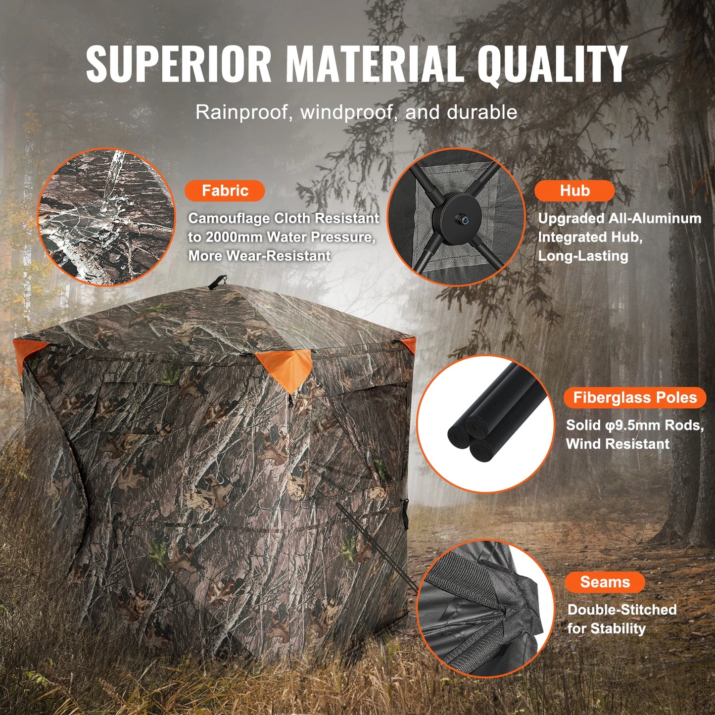 SucceBuy 270 Degree See Through Ground Hunting Blind For 2-3 People