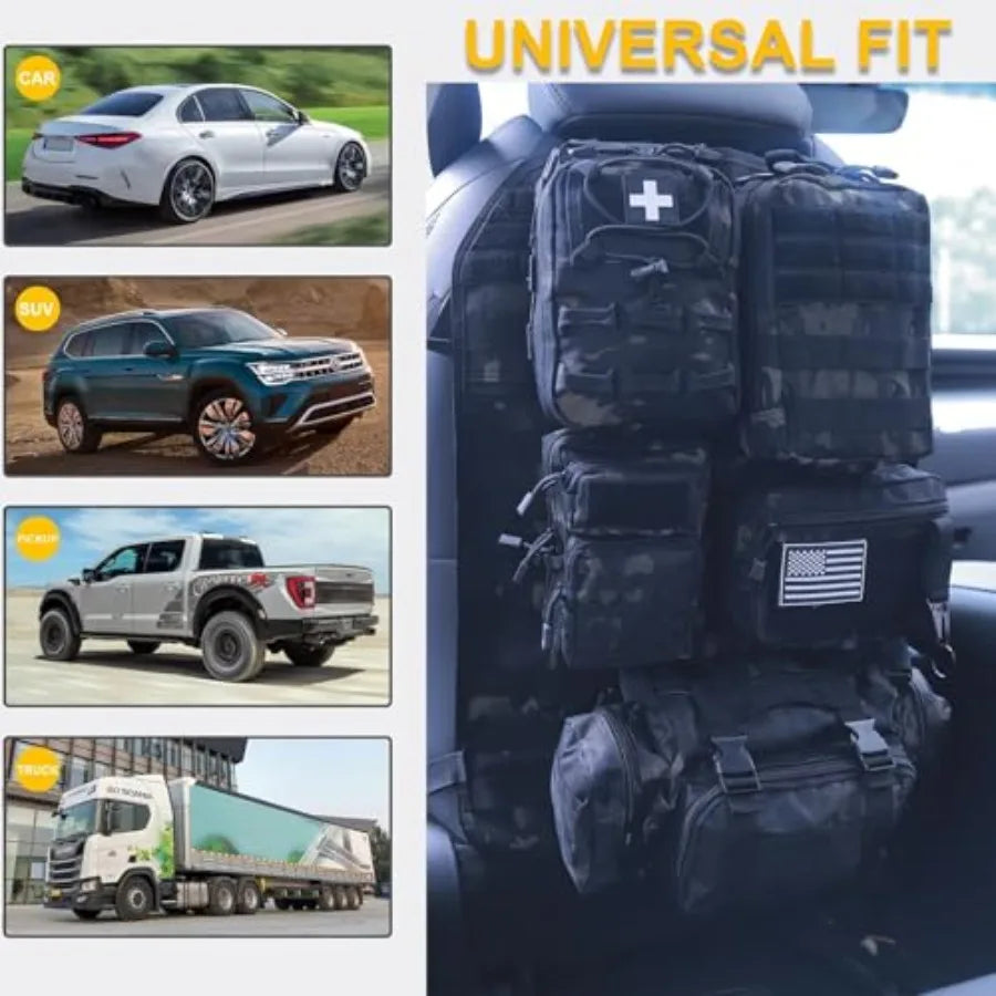 Universal Tactical Car Seat Back Organizer Bag MOLLE Panel Vehicle Organizer