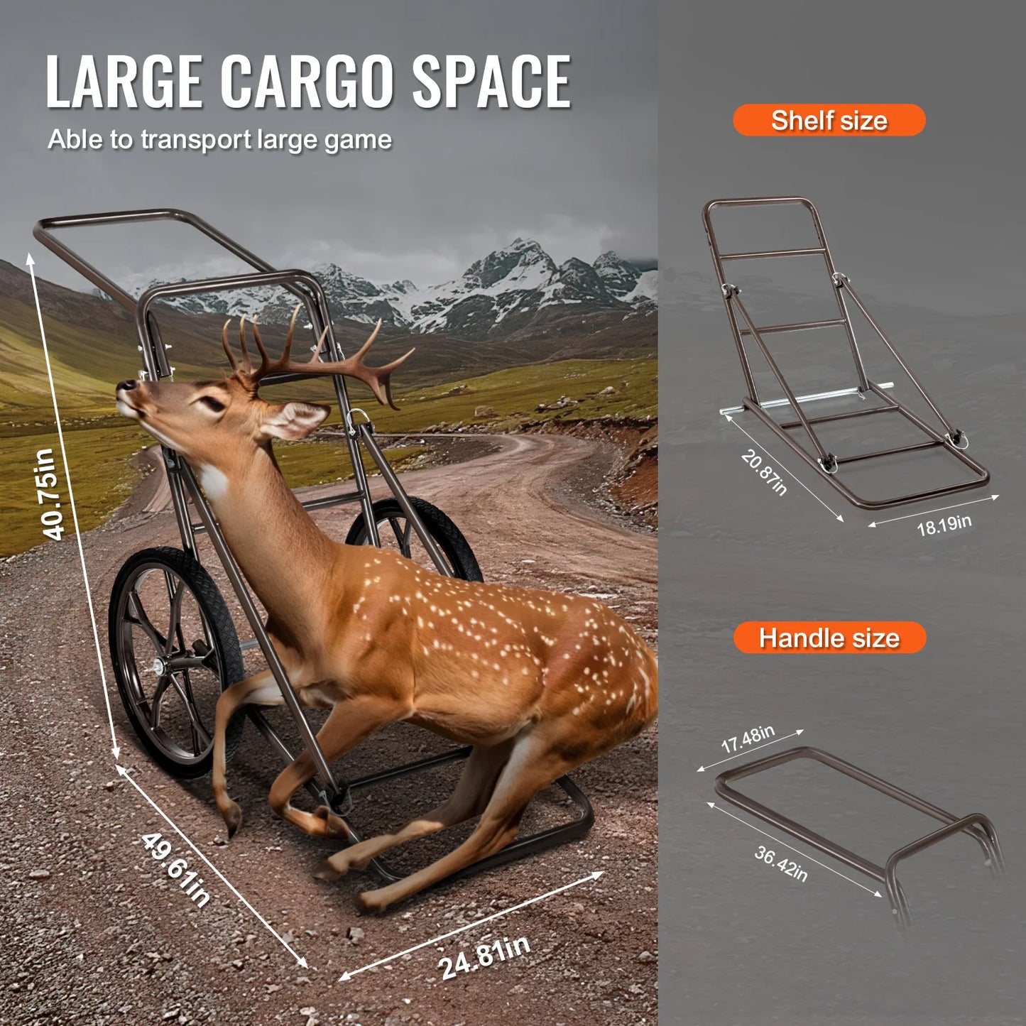 Deer Cart 500Lb Capacity Folding Game Hauler With Ergonomic Handle