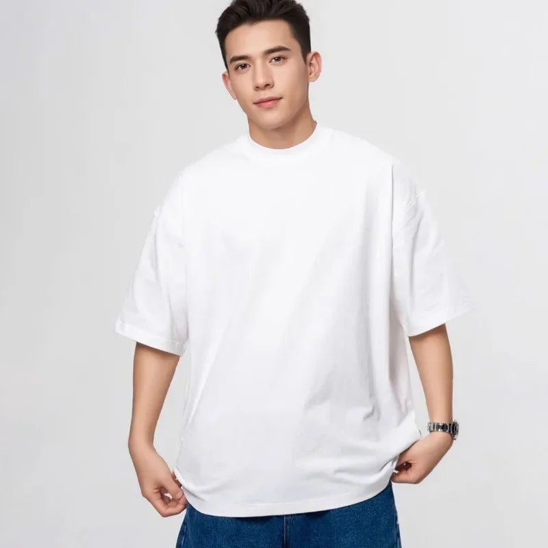Men Cotton Broadcloth T Shirt Half Sleeve Round Neck Top