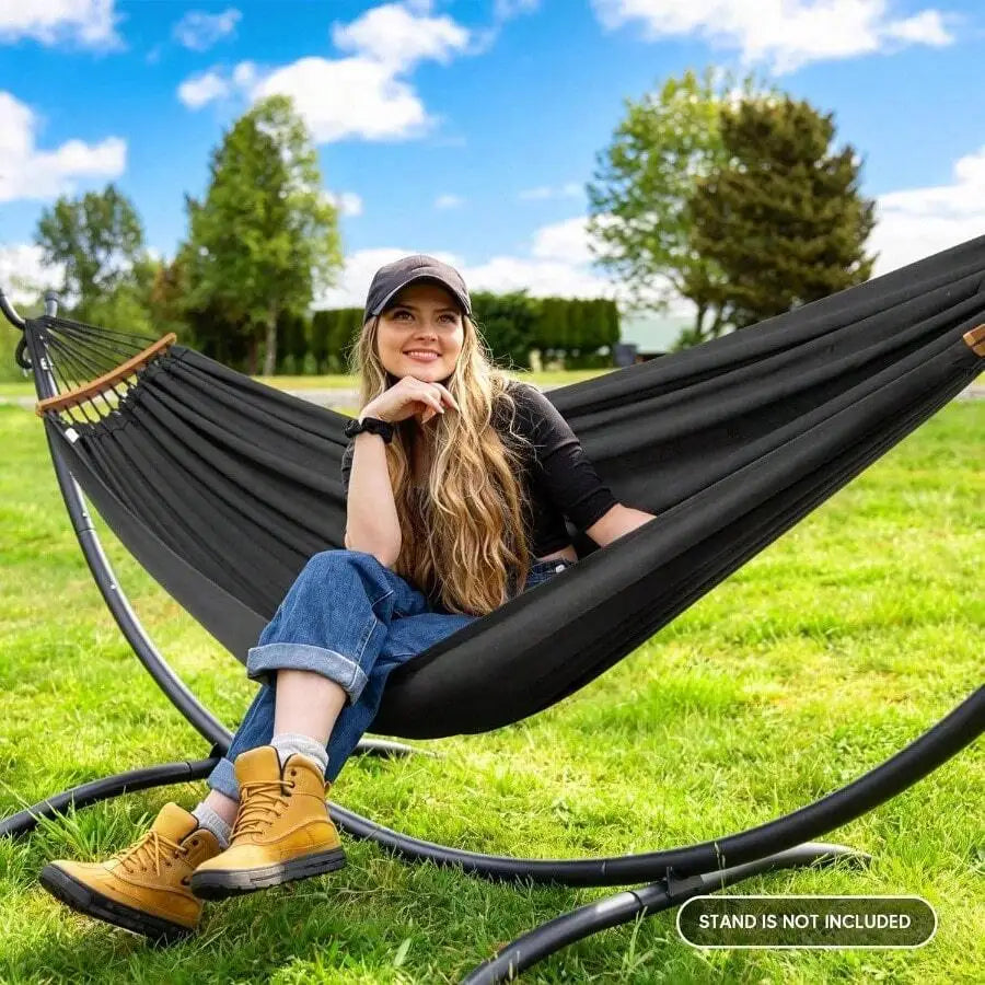 Outdoor Polyester Hammock With Spreader Bar Portable Camping Hammock
