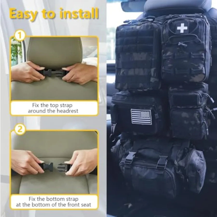 Universal Tactical Car Seat Back Organizer Bag MOLLE Panel Vehicle Organizer