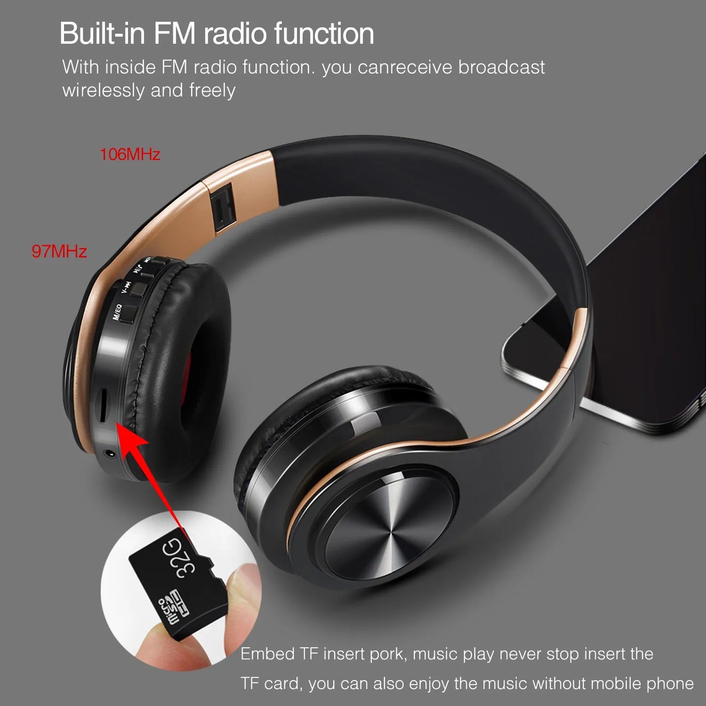CATASSU Bluetooth Earphones Hifi Stereo Headset with Mic