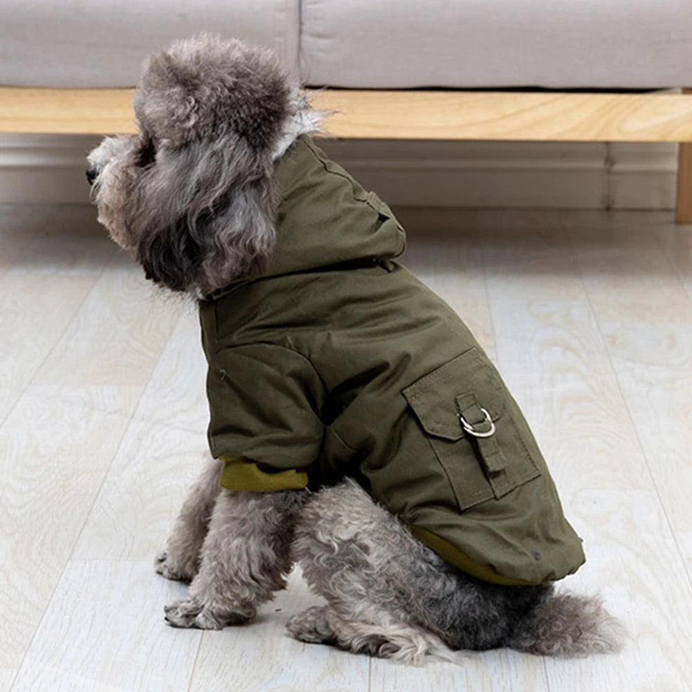 Pet Dog Jacket With Harness Winter Heavy Windproof Outdoor Coat