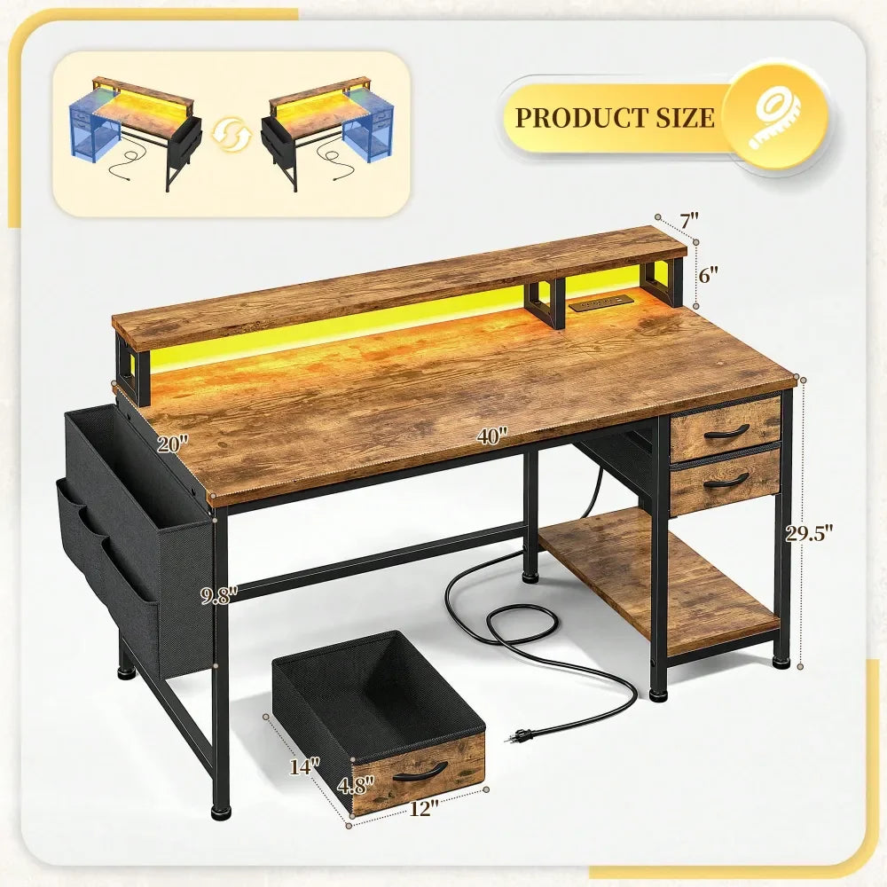 XMSJ L Shaped Standing Desk With Power Outlets Monitor Stand
