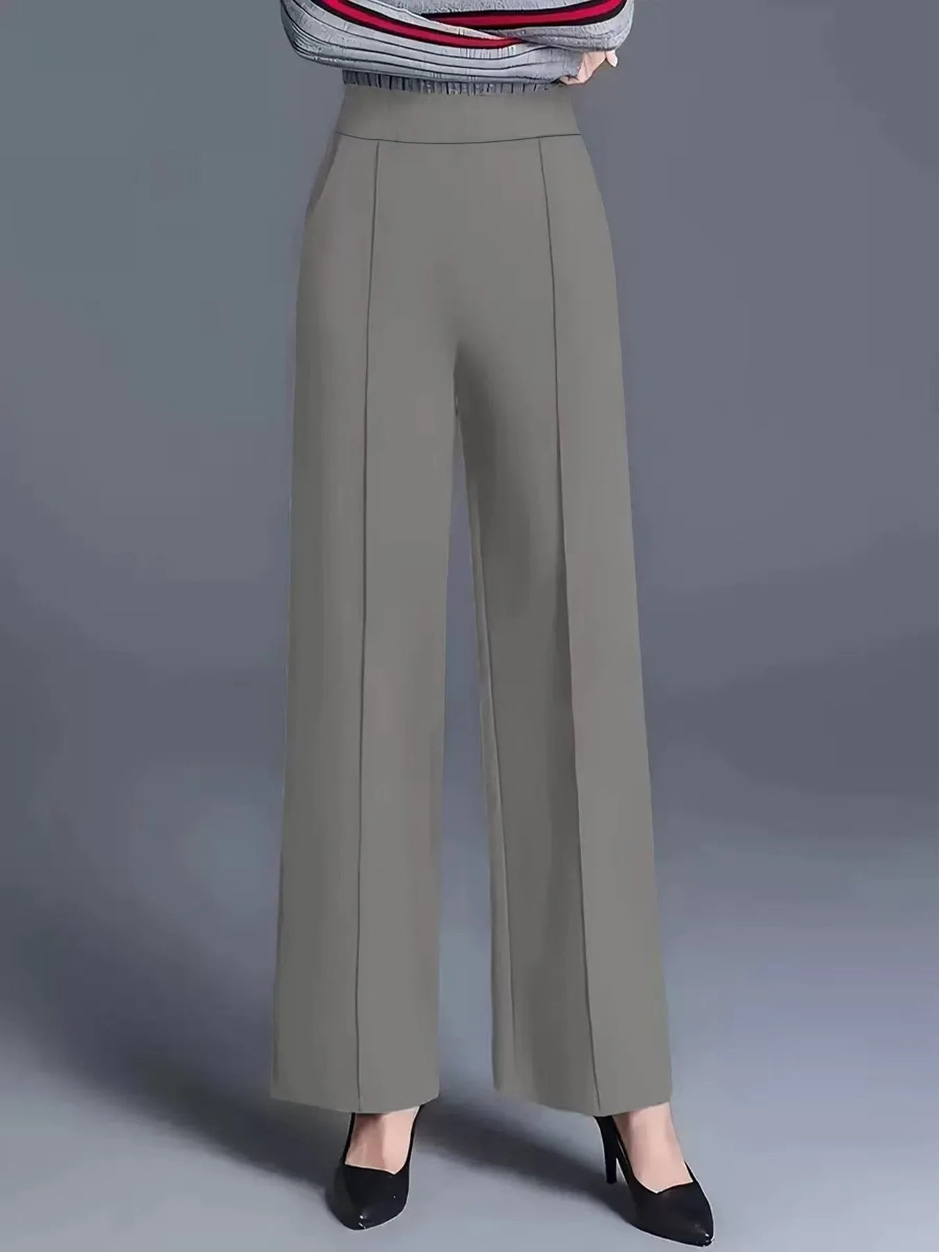 Four Season Wide Leg High Waist Elastic Pocket Casual Pants