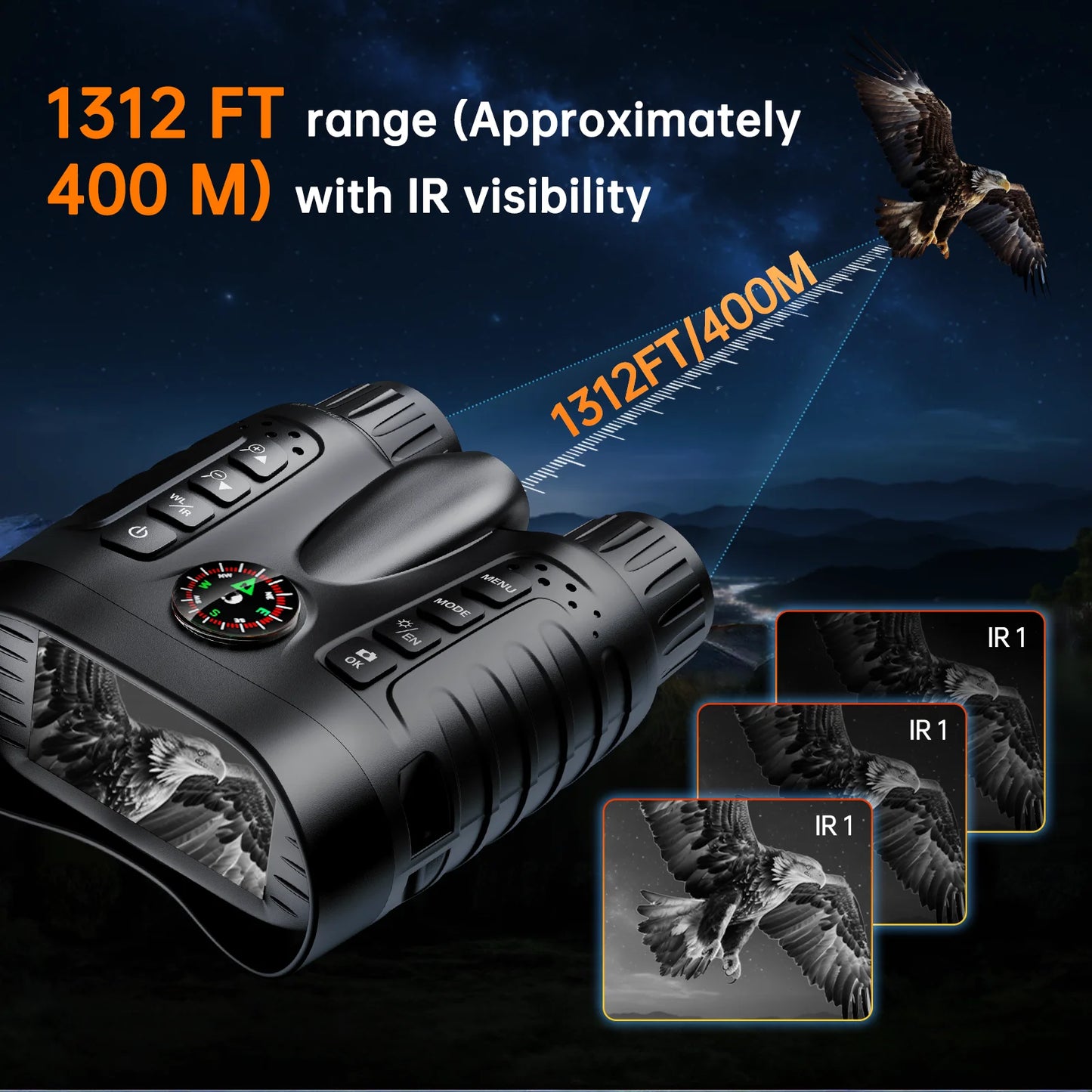Letcmoi 4K Night Vision Binoculars With 8X Zoom Tactical Light