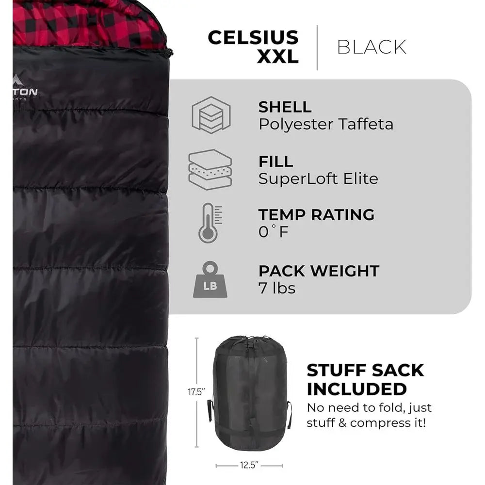Cold Weather Sleeping Bag For Camping With Compression Sack
