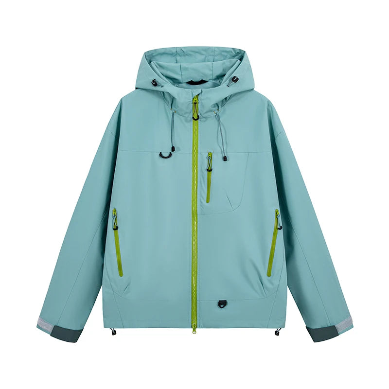 Unisex Waterproof Hiking Jacket Hooded Windbreaker Outdoor Activities