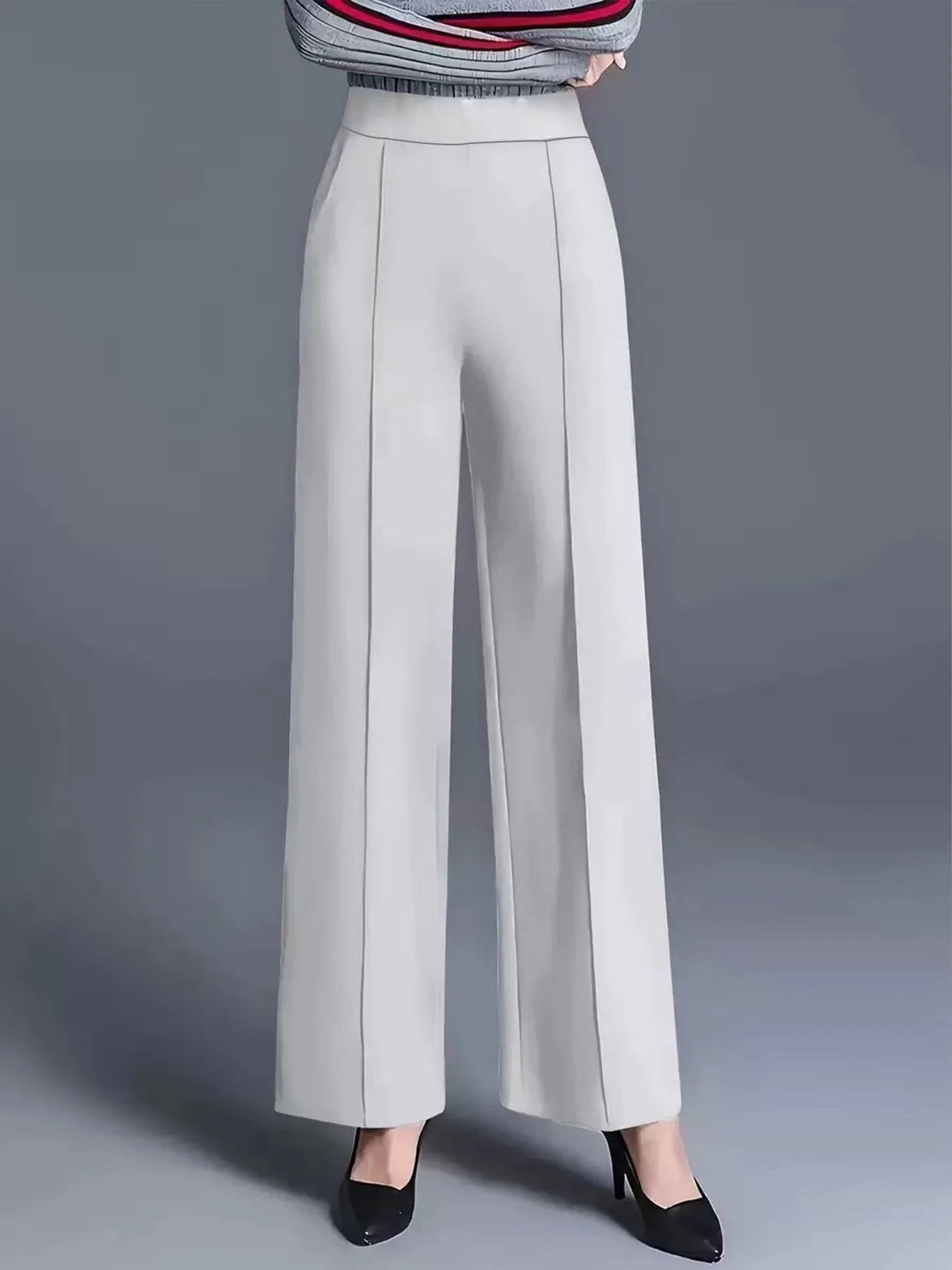 Four Season Wide Leg High Waist Elastic Pocket Casual Pants