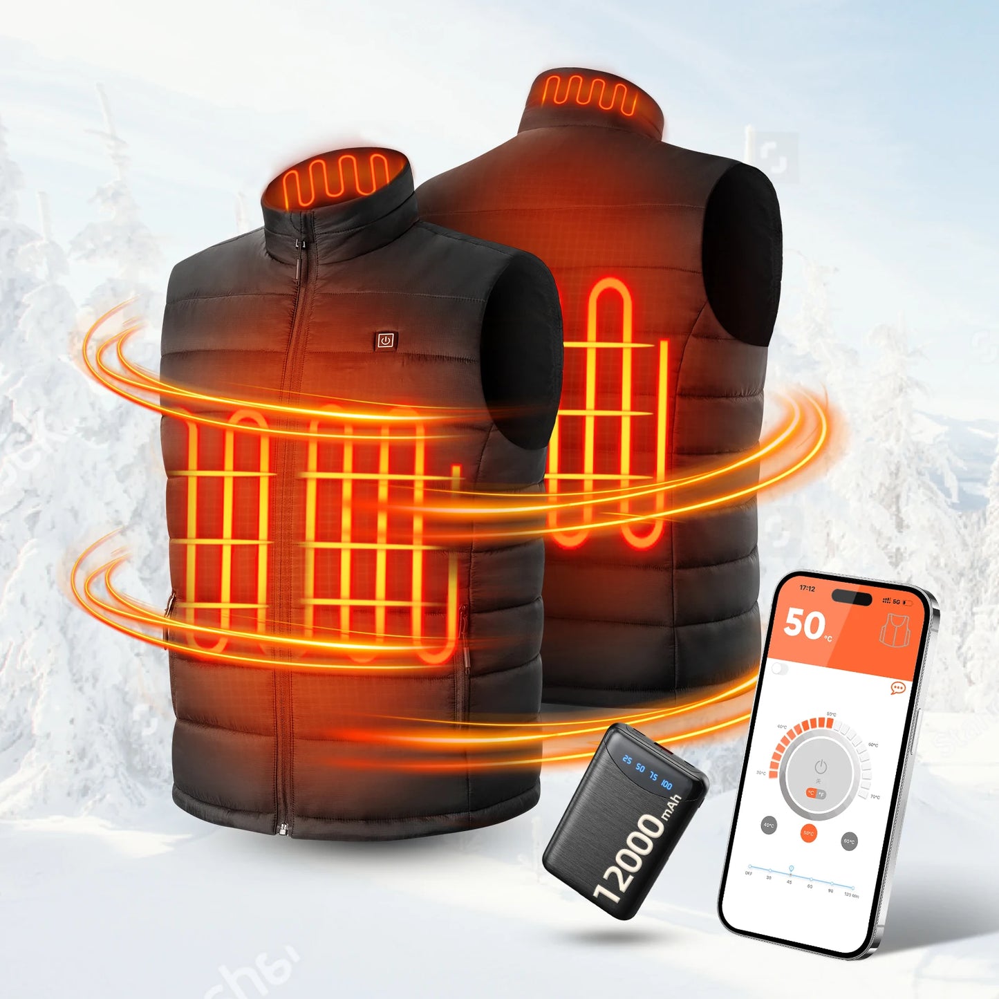 NONECN Heated Vest With App Control For Men Women Thermal Warmer