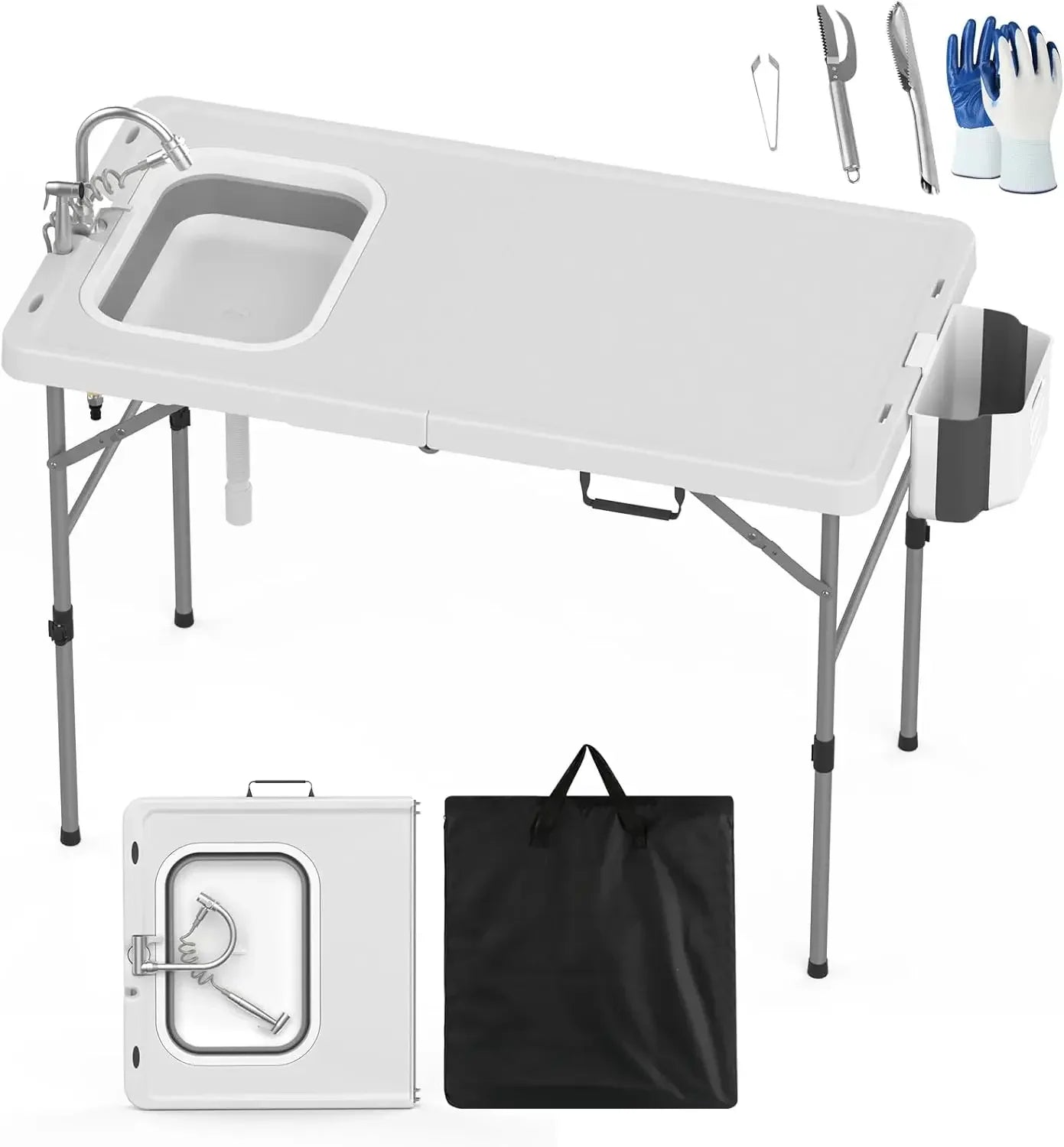 Fold In Half Folding Fish Cleaning Table With Sink