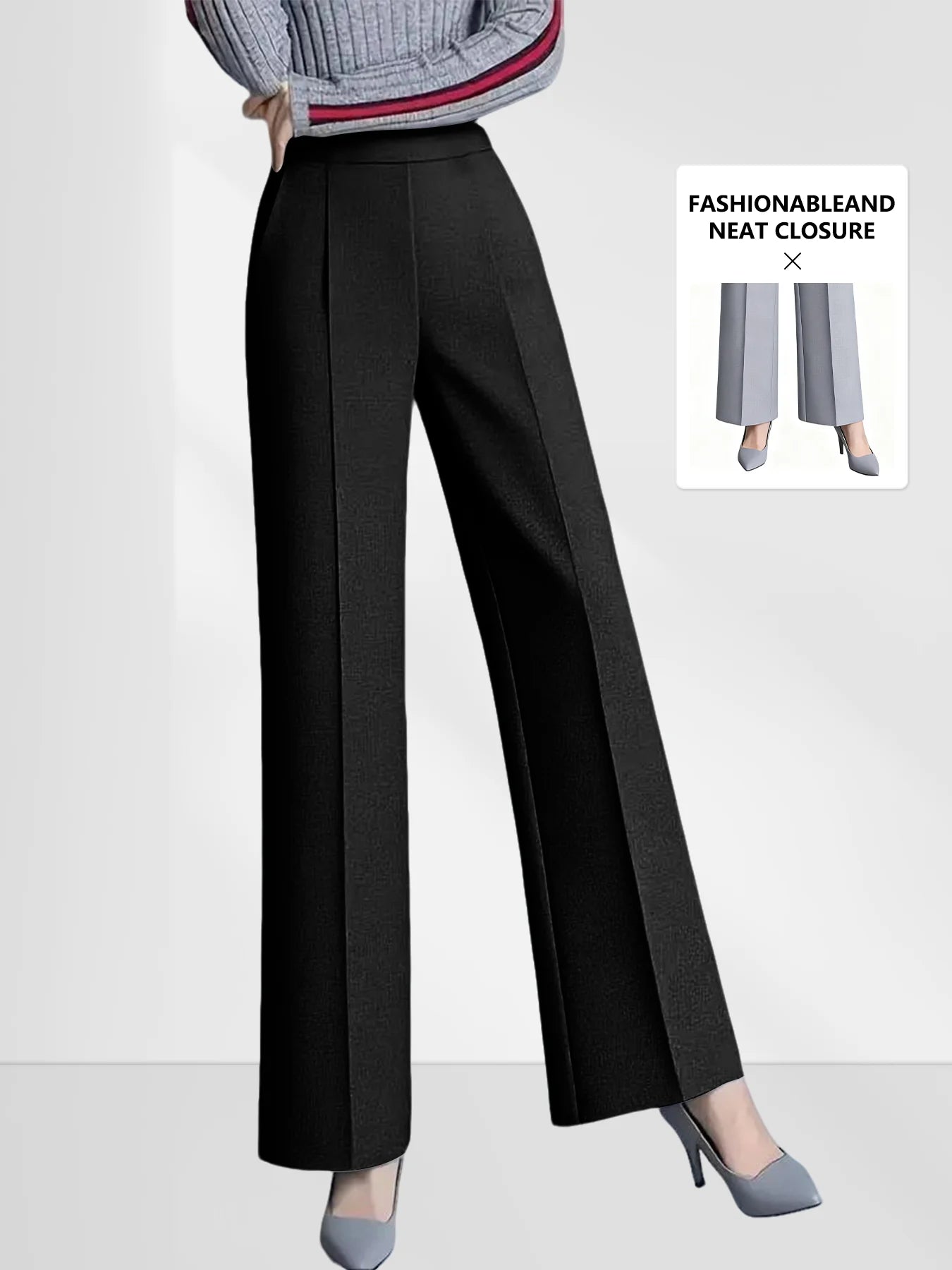 Four Season Wide Leg High Waist Elastic Pocket Casual Pants