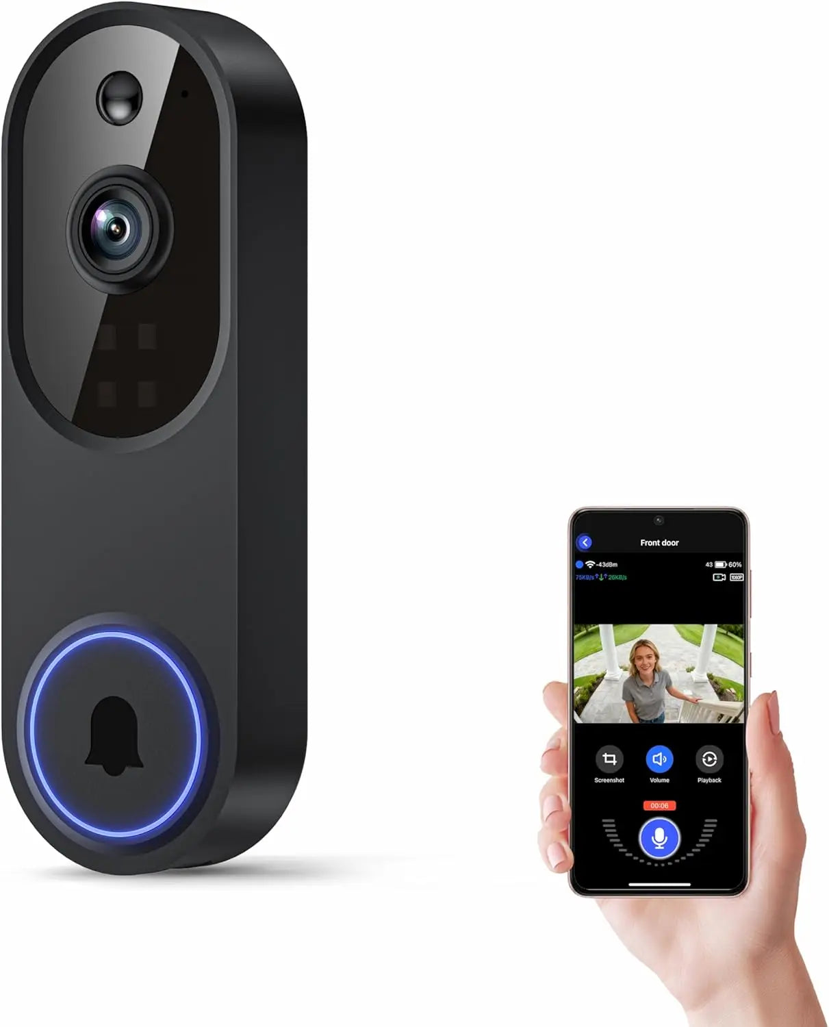 Wireless Video Doorbell Camera With Two Way Audio Night Vision