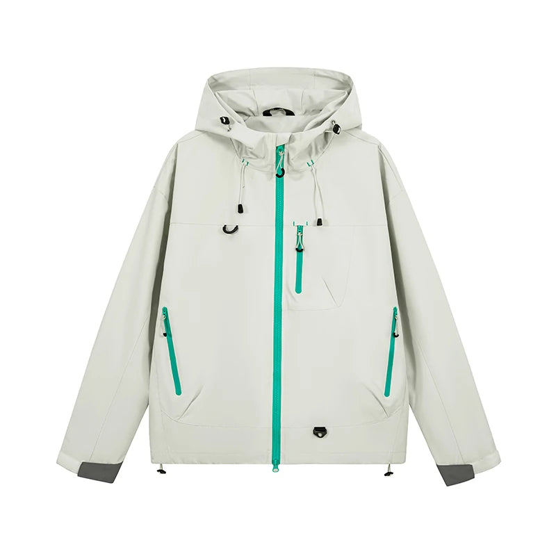 Unisex Waterproof Hiking Jacket Hooded Windbreaker Outdoor Activities