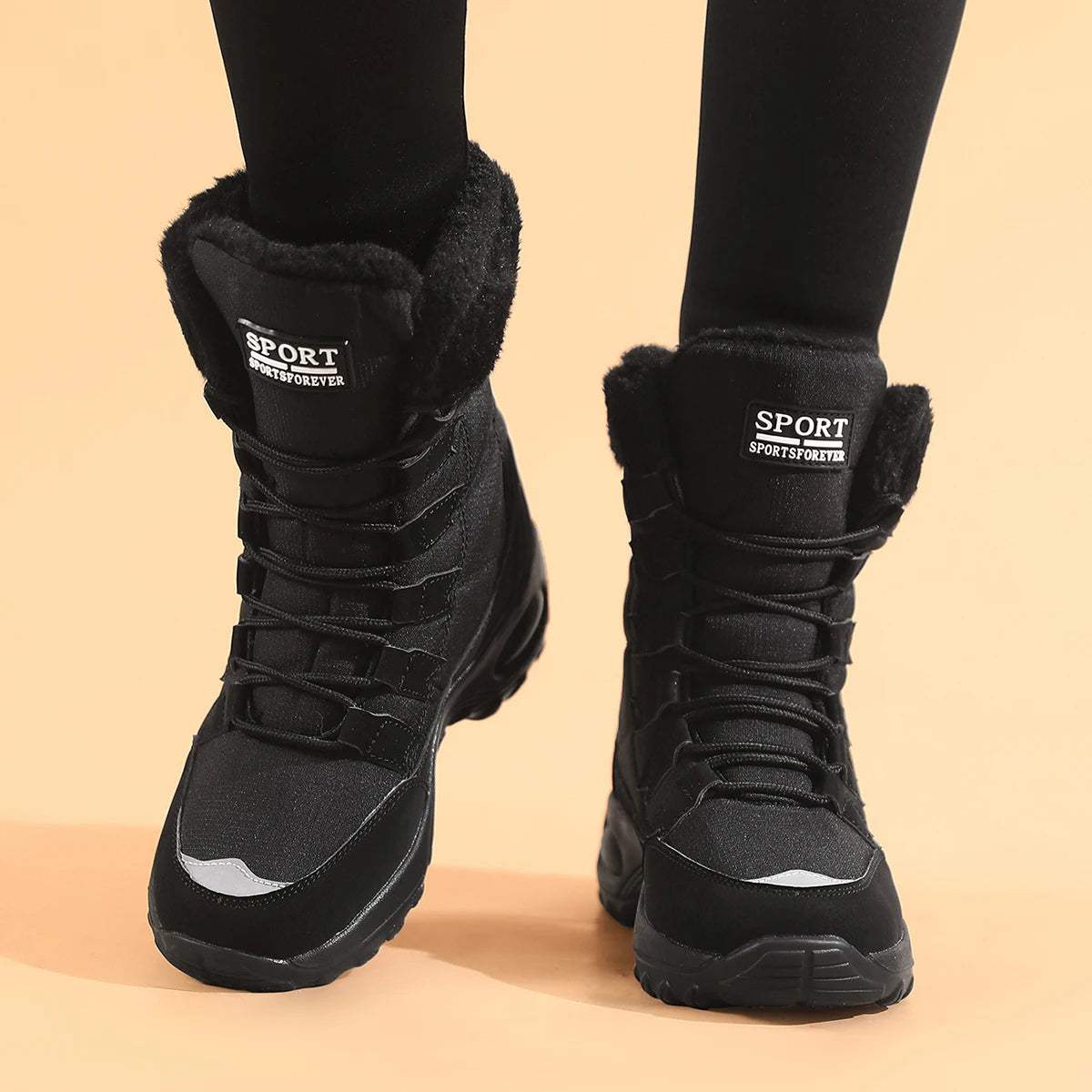 Womens Snow Boots Mid Calf Waterproof Winter Warm Hiking