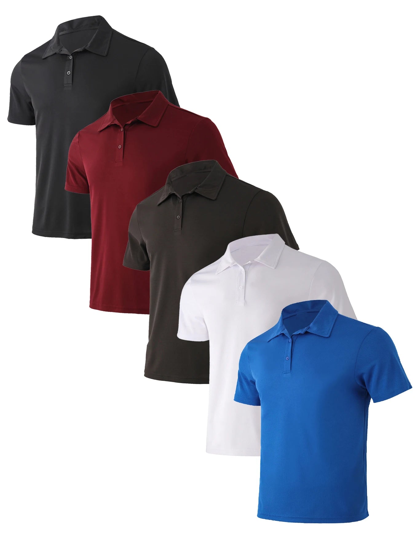 Mens Polo Shirt Polyester Breathable Quick Dry Short Sleeve
