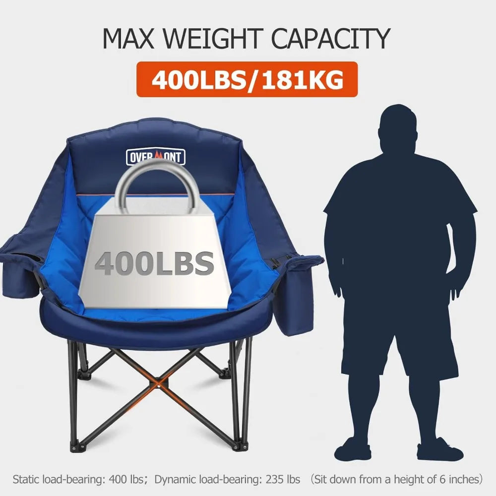 Heavy Duty Padded Folding Camping Chair 450 Lbs Capacity