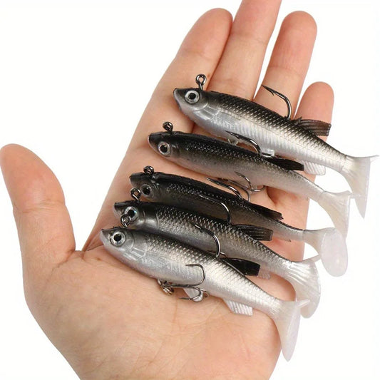 Realistic Soft Bait Lure Kit 5 Pieces For Fishing Hooks