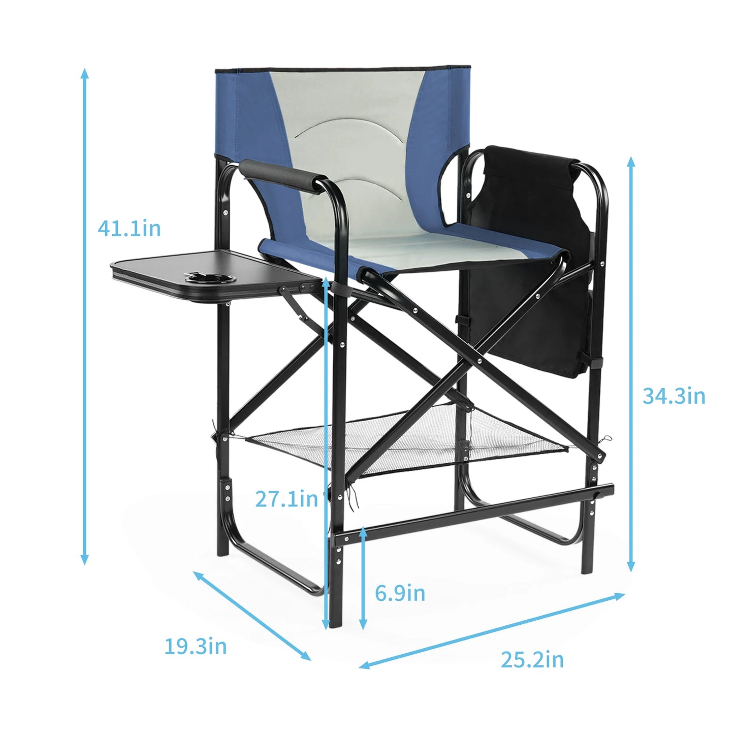 Director Chair Folding Camping Chair With Footrest And Cup Holder