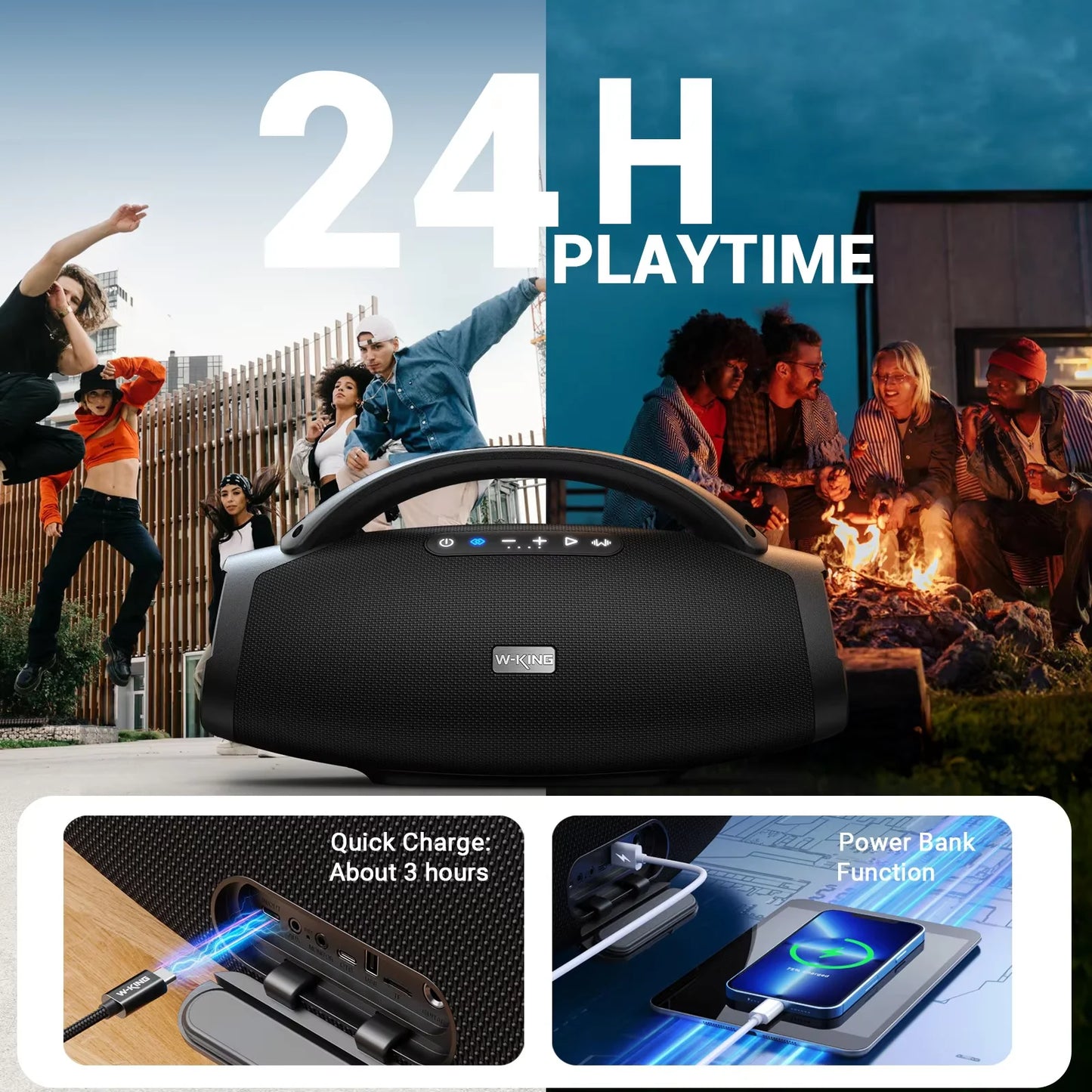 W-KING Portable Bluetooth Speakers with Massive Bass and Waterproof Design