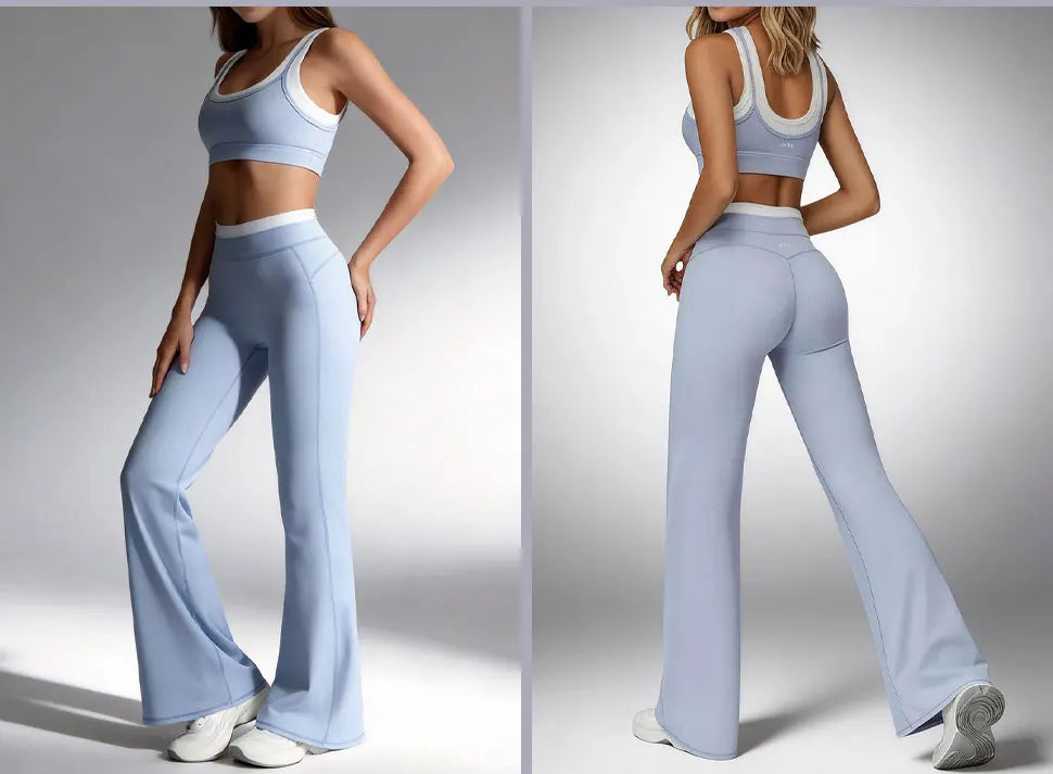 Airila Women's Yoga Set 2 Piece High Waisted Flared Top