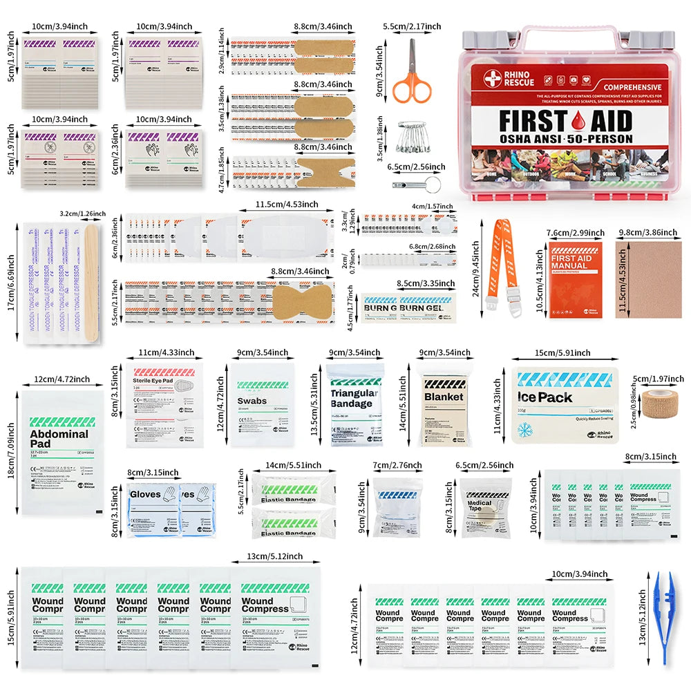 RHINO RESCUE FULL FEATURE FIRST AID KIT FOR HOME TRAVEL