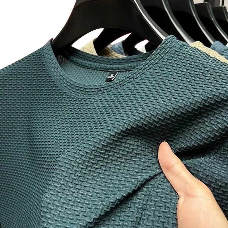 NONECN Summer Ice Silk Short Sleeve T Shirt For Men