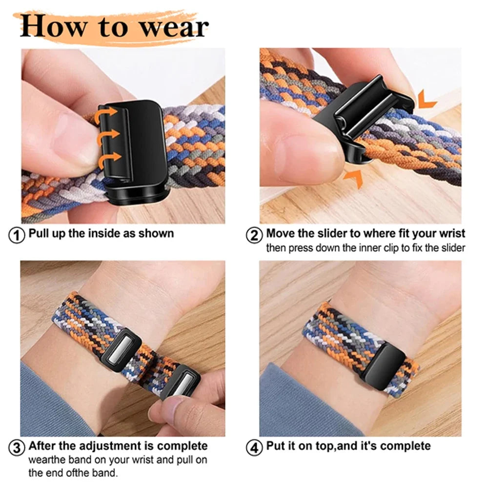 Magnetic Elastic Braided Nylon Strap For Google Pixel Watch