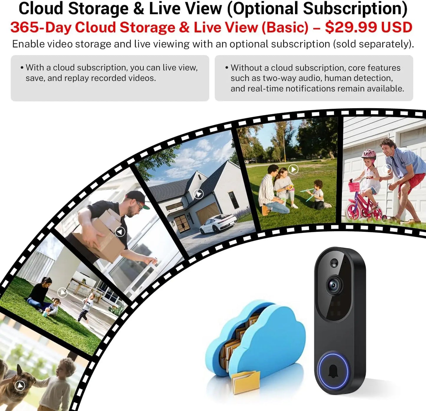 Wireless Video Doorbell Camera With Two Way Audio Night Vision