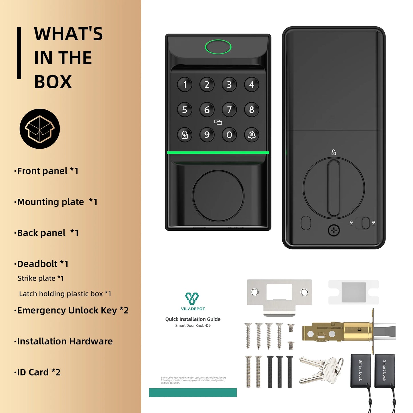 Viladepot Smart Lock with Fingerprint, Keypad, Bluetooth App Control