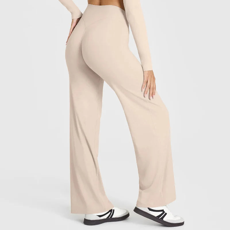 Women's Mid Waist Soft Butter Fabric Straight Leg Sport Trousers