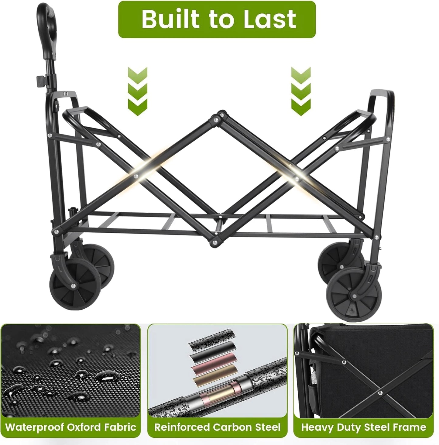 Heavy Duty Folding Wagon Cart With All Terrain Wheels
