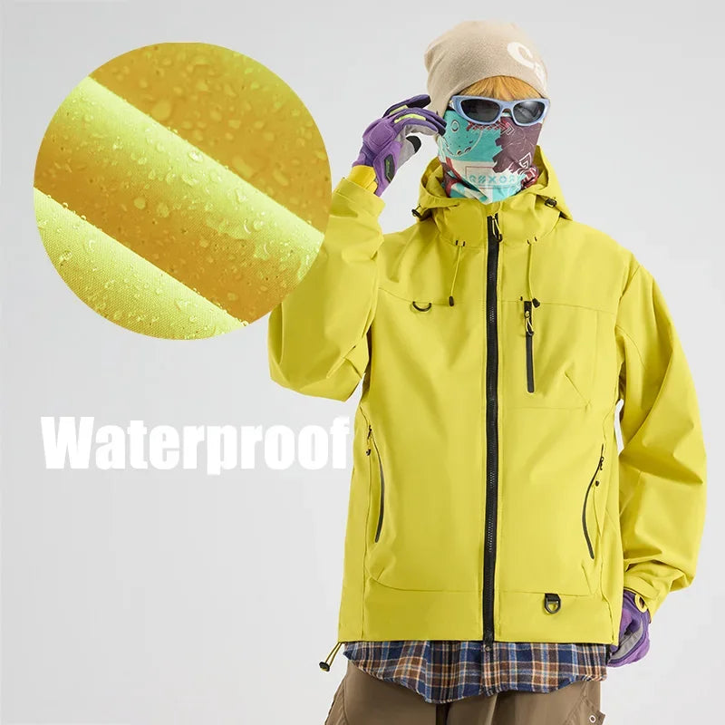 Unisex Waterproof Hiking Jacket Hooded Windbreaker Outdoor Activities