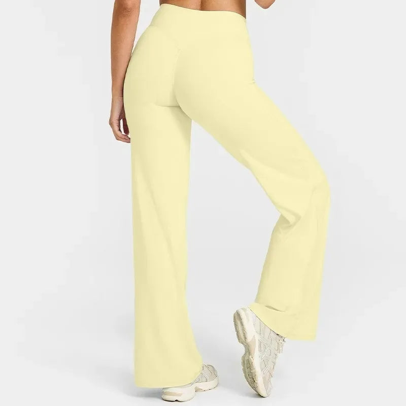 Women's Mid Waist Soft Butter Fabric Straight Leg Sport Trousers