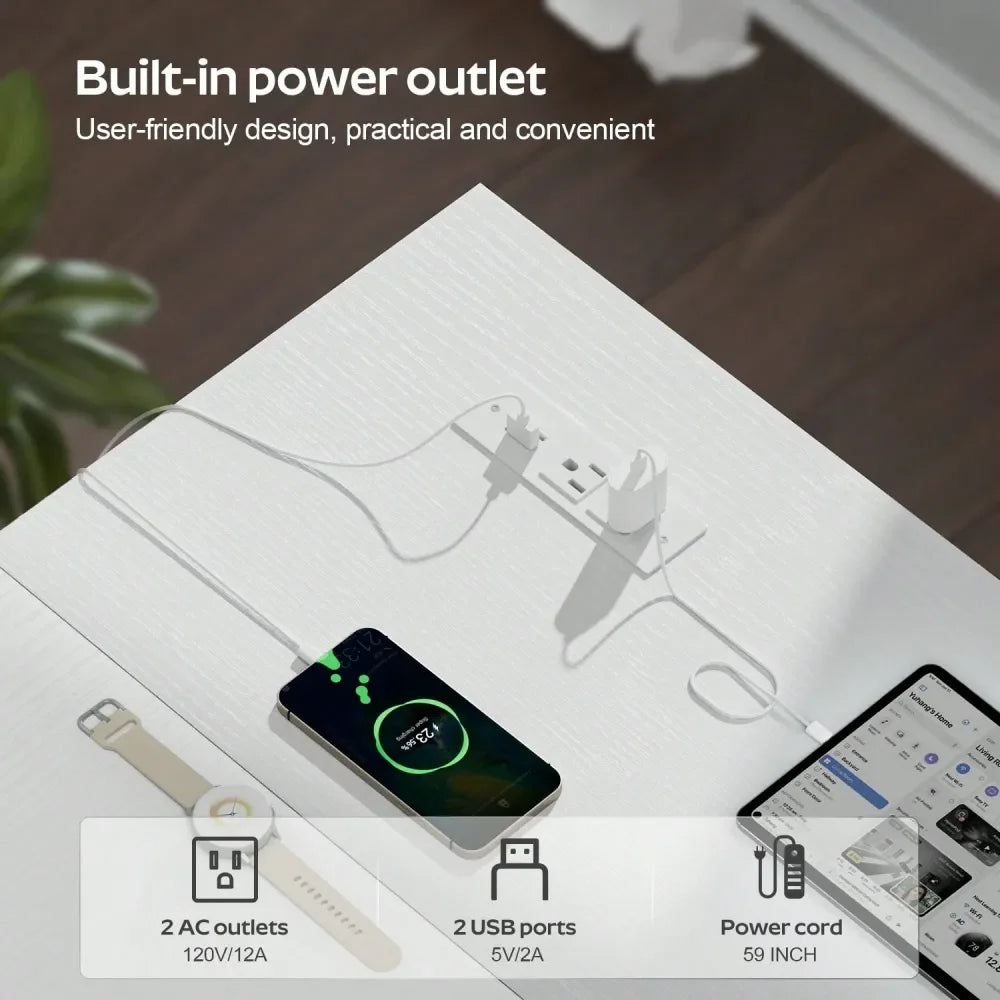 XMSJ L Shaped Computer Desk With Power Outlet And LED