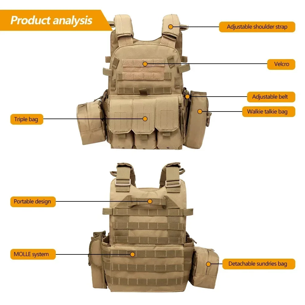 6094 Military Tactical Vest Body Armor Plate Carrier For Airsoft Wargame