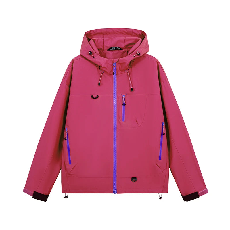 Unisex Waterproof Hiking Jacket Hooded Windbreaker Outdoor Activities