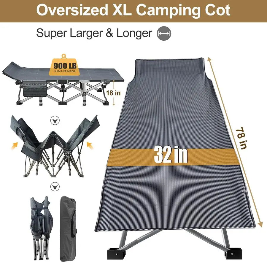 Camping Cot With Mattress Heavy Duty Foldable Portable Bed