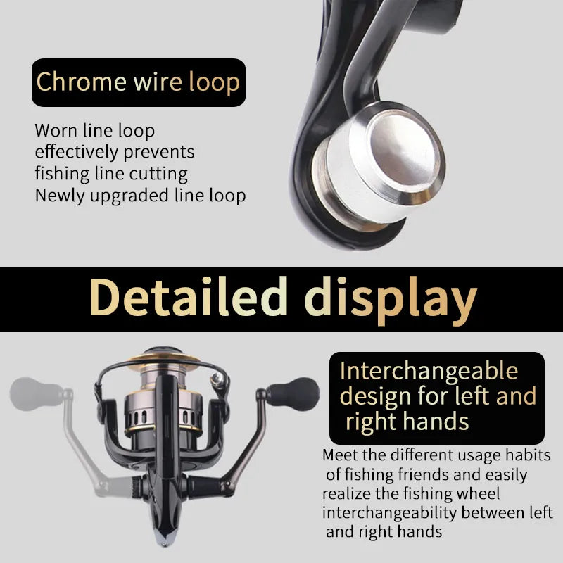 Two-Hand Rotating Fishing Reel He1000-7000 Series Left-Right Convertible