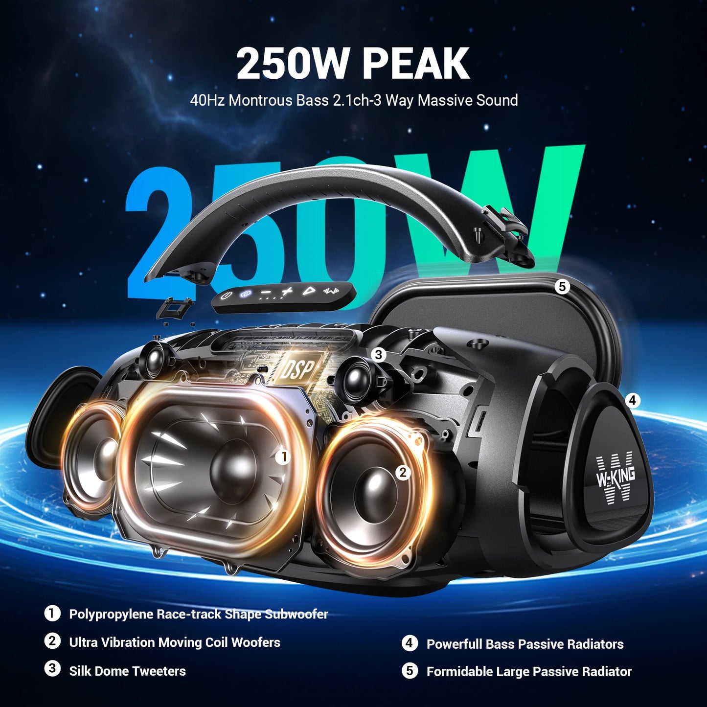 W-KING Portable Bluetooth Speakers with Massive Bass and Waterproof Design