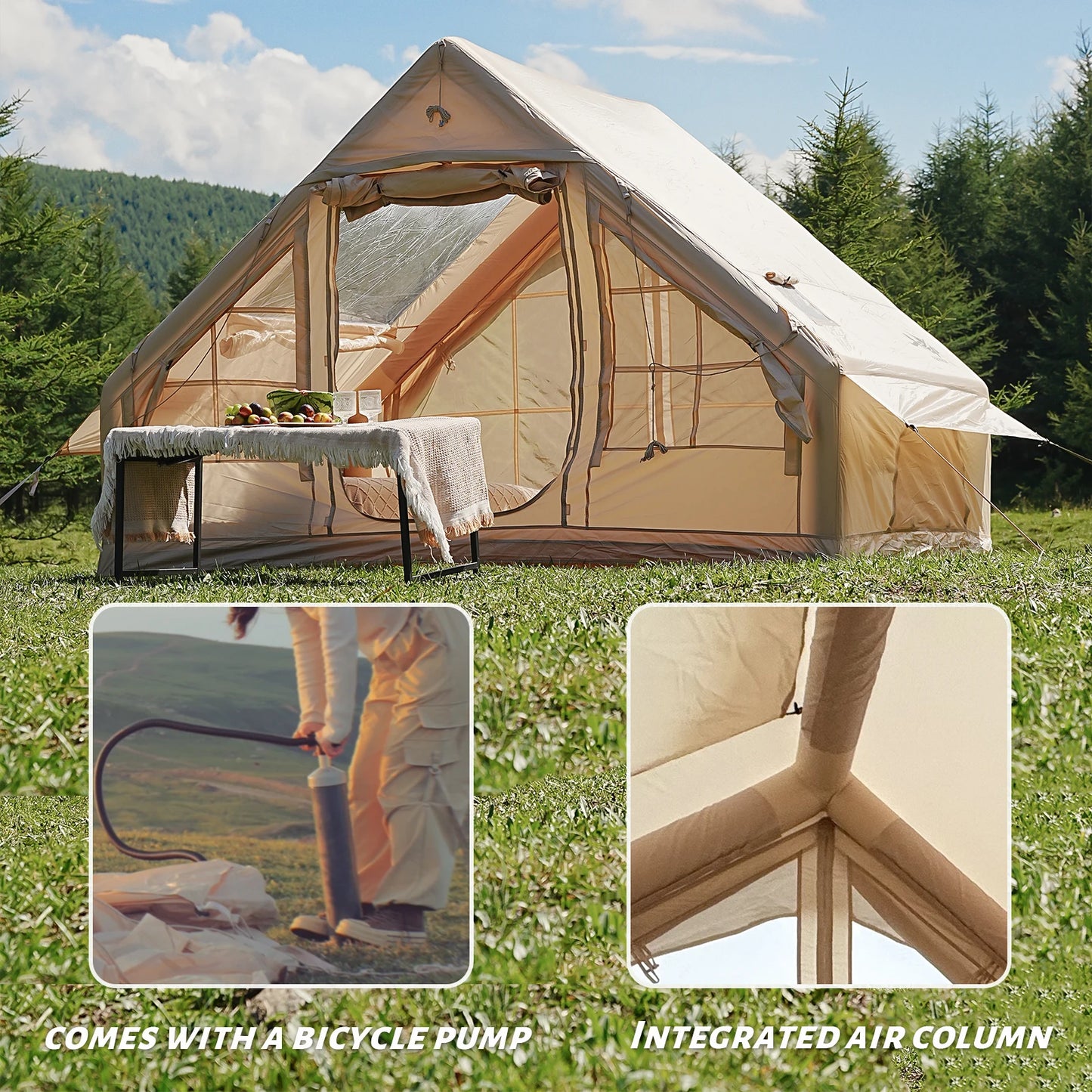 Pakicetus Inflatable Camping Tent For Large Groups Quick Setup