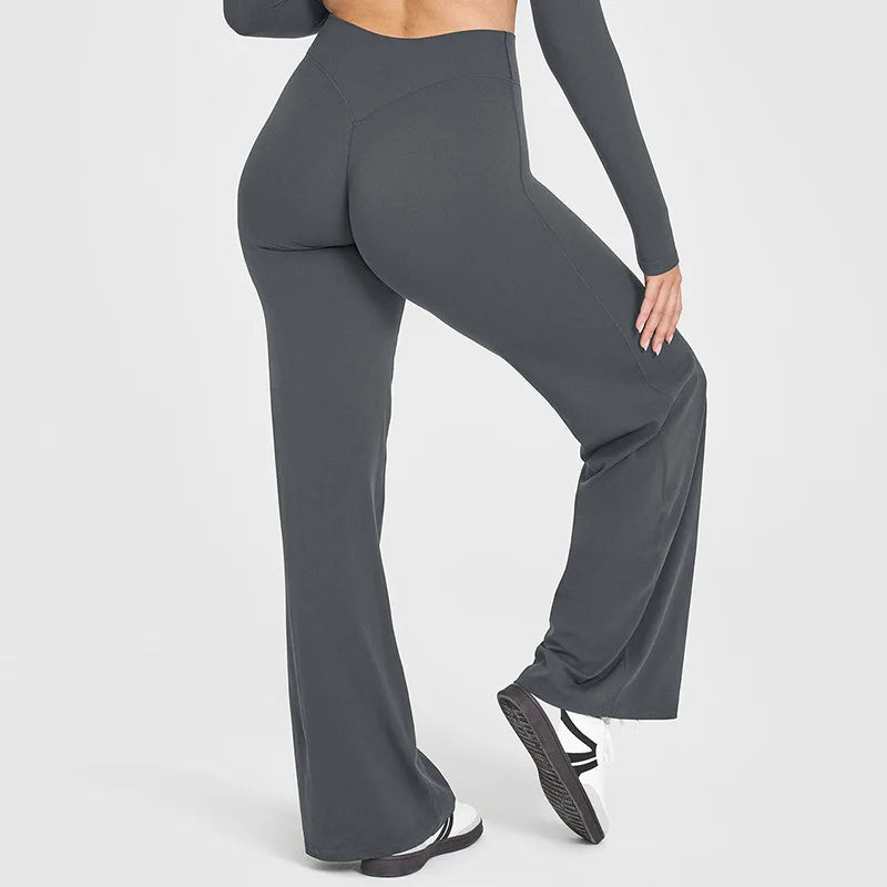 Women's Mid Waist Soft Butter Fabric Straight Leg Sport Trousers