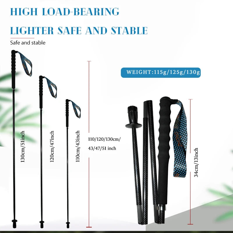 OKHEALINGCN Carbon Fiber Collapsible Trekking Poles for Hiking