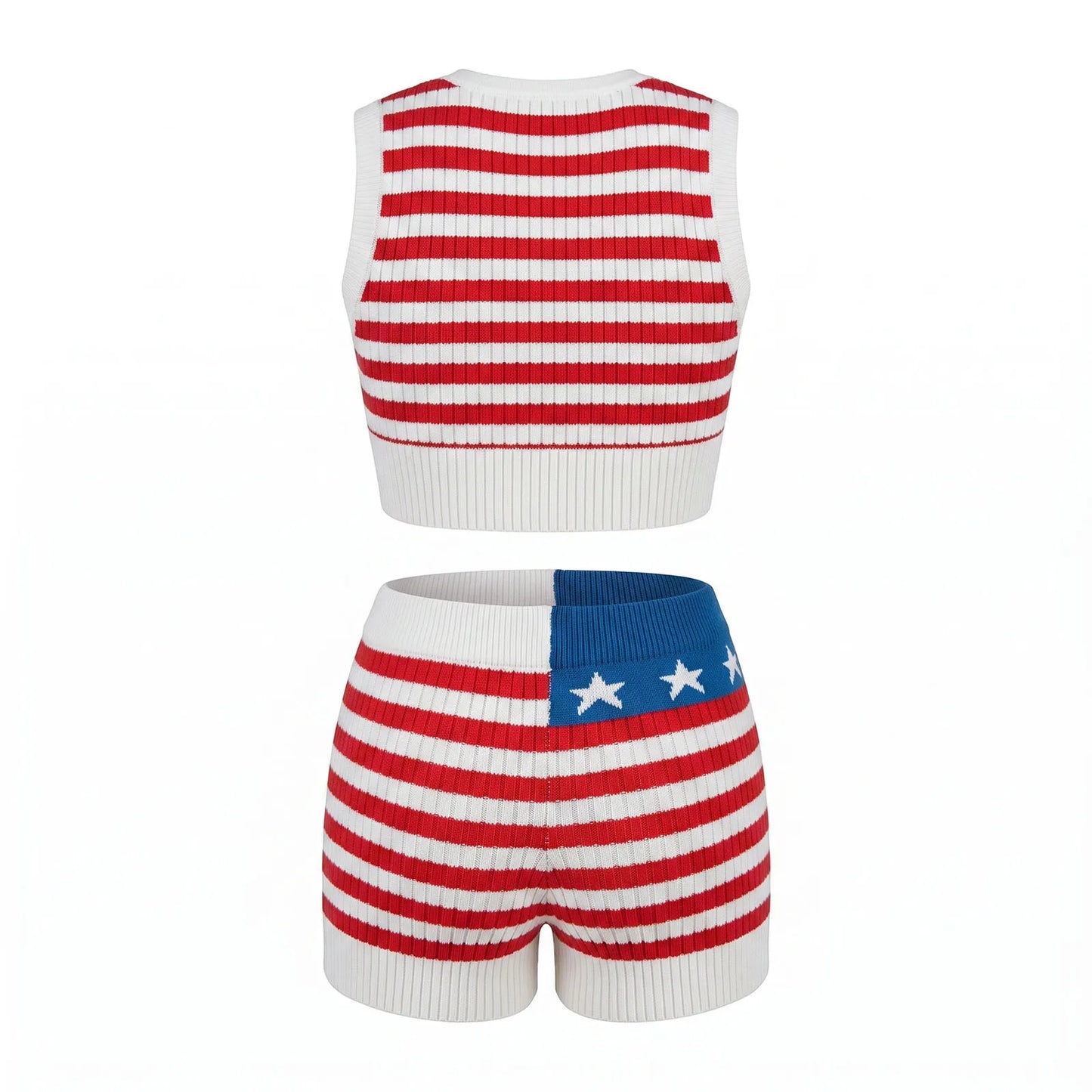 XBTCLXEBCO Women High Waisted Star Stripe Cropped Tank Tops