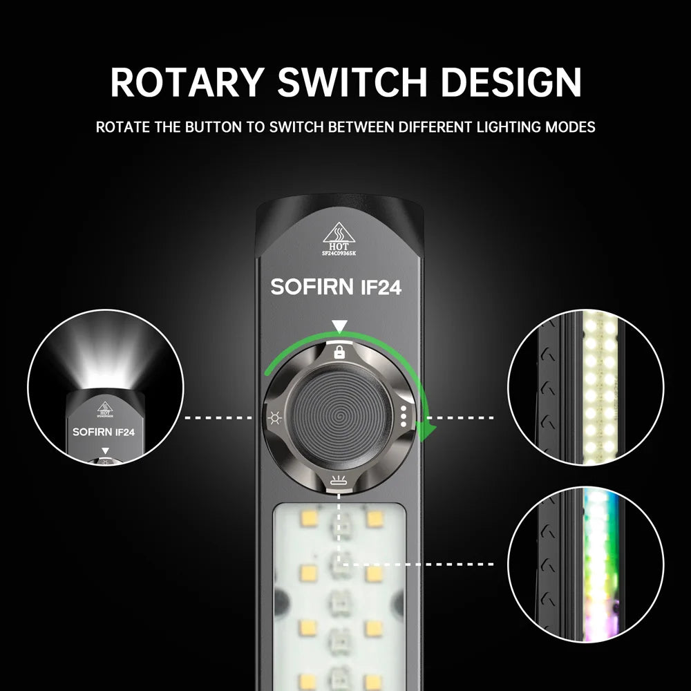 Sofirn IF24 RGB LED Flashlight 2000lm USB C Rechargeable Torch