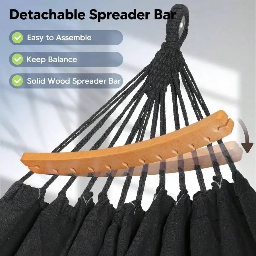 Outdoor Polyester Hammock With Spreader Bar Portable Camping Hammock