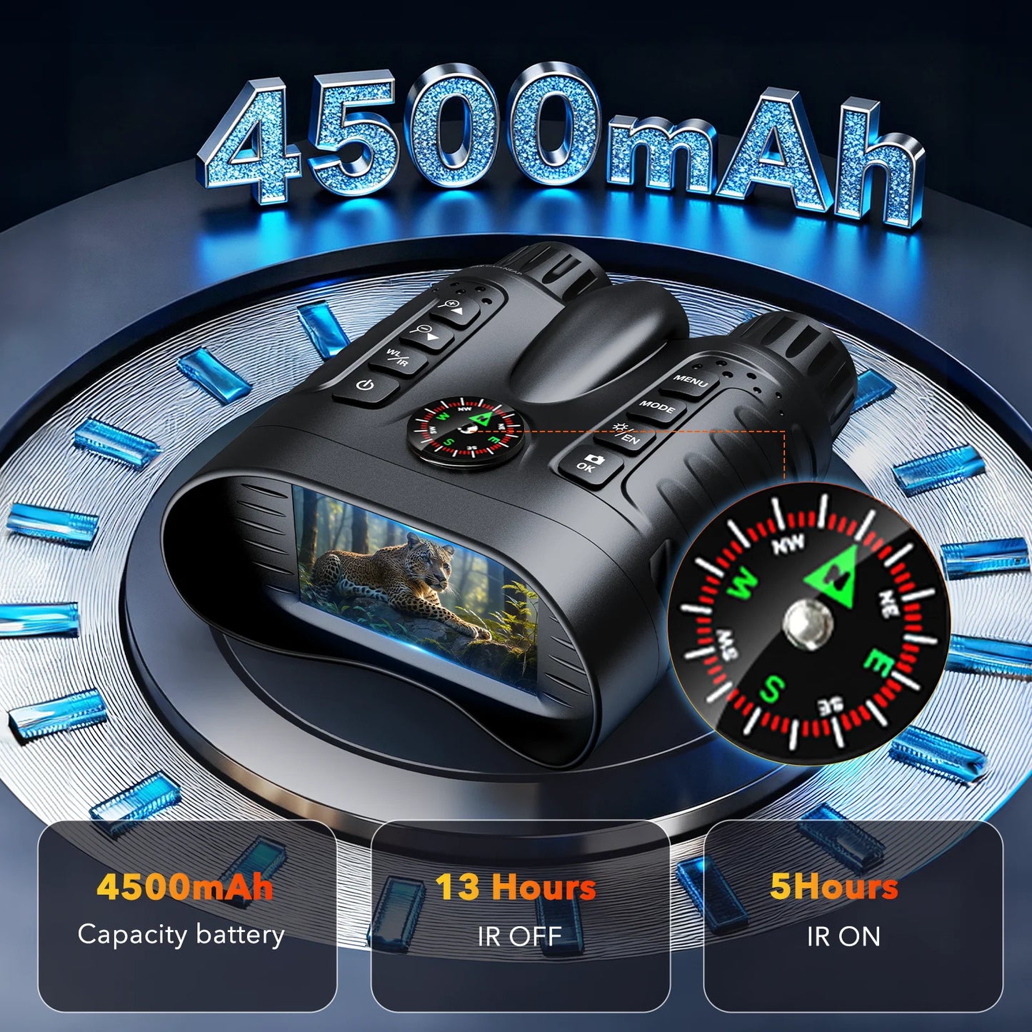 Letcmoi 4K Night Vision Binoculars With 8X Zoom Tactical Light