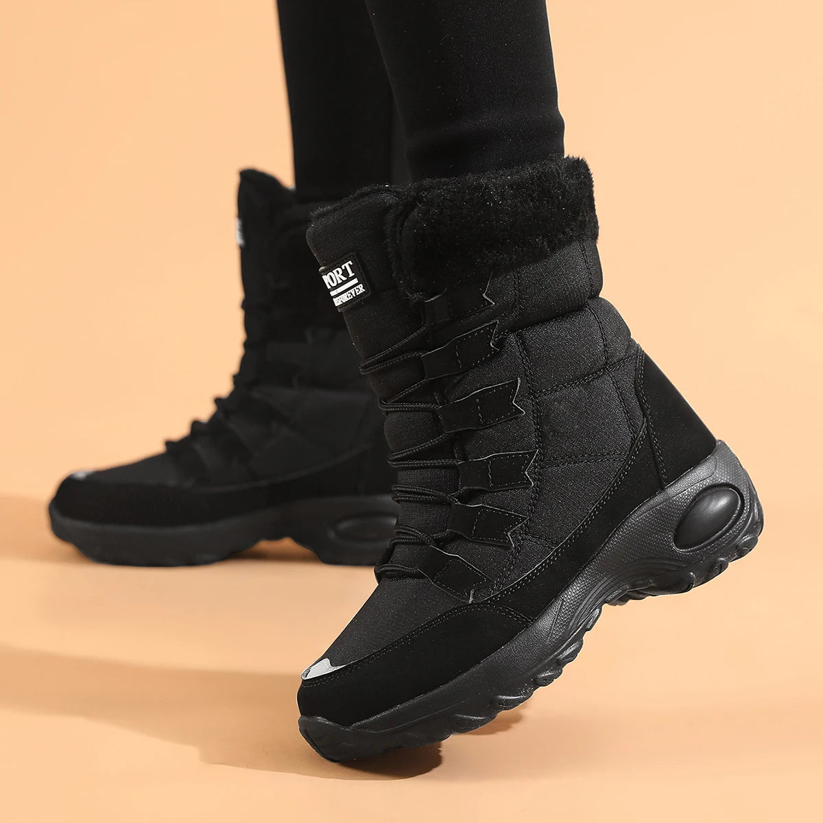 Womens Snow Boots Mid Calf Waterproof Winter Warm Hiking